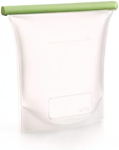 Lekue, 1500ml/6.35cups Reusable Silicone Bags for Airtight Food Storage and Sous Vide Cooking, 50 fl oz/ 6.25 Cups, Frost, 3400815B04U004