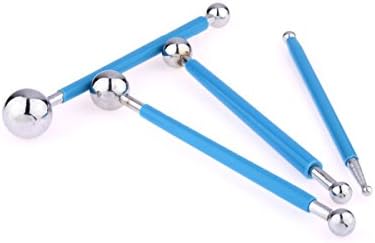 4 x Fondant Cake Decorating Clay Flower Sugarcraft Ball Model DIY Tool 8 Sizes (Blue)