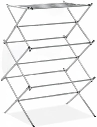 Whitmor Foldable Clothes Drying Rack: 3 Tier Laundry Drying Rack, Collapsible Drying Rack Clothing, Portable Space Saving Clothing Rack for Indoor Outdoor, 17" D x 27.8" W x 41.5" H, Carbon Steel