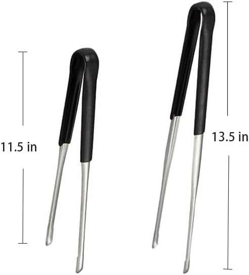 4Pcs Extra-Long Stainless Steel Kitchen Tongs 11.5" and 13.5"Metal Food Tongs with Non-Slip Comfort Handles Grill Tongs for Cooking Sea food,BBQ,Multi-use