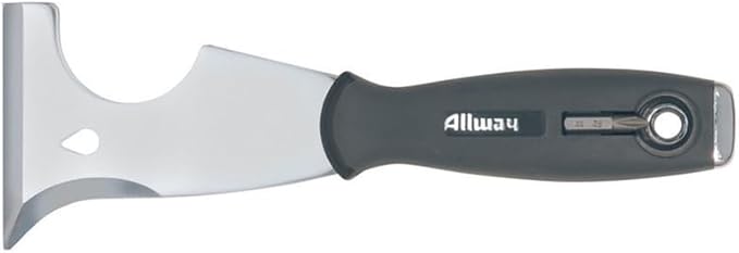 ALLWAY SXG1 8-in-1 Painter's Multi Tool with Hammer End and Screwdriver Bit | Soft-Grip, Chisel and Scraper, Adhesive Spreader, Nail Puller, Roller Cleaner, Crack Opener