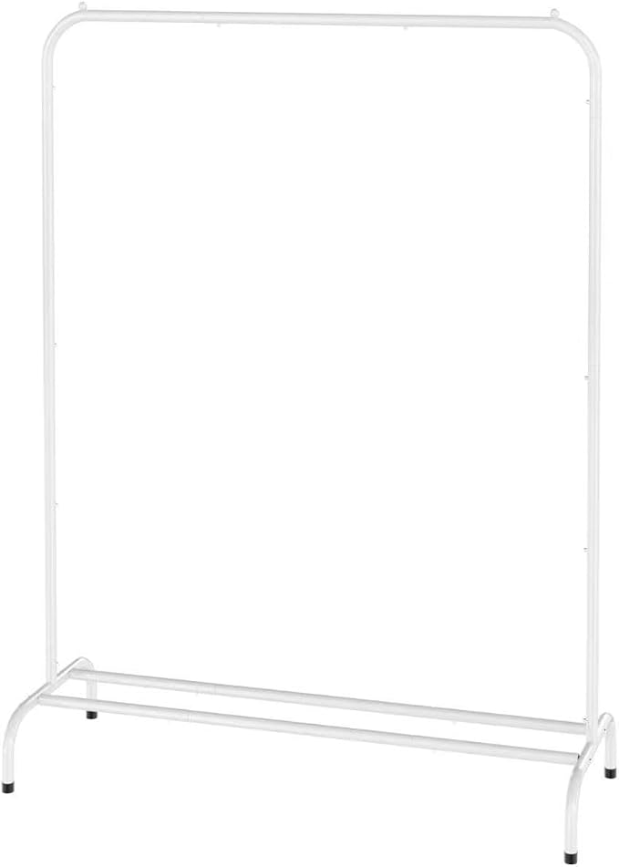 Clothing Clothes Rack with Storage Shelf, 45" L Standard Garment Rack for Hanging Clothes, Metal Portable Wardrobe Rack for Laundry Room, Bedroom, White