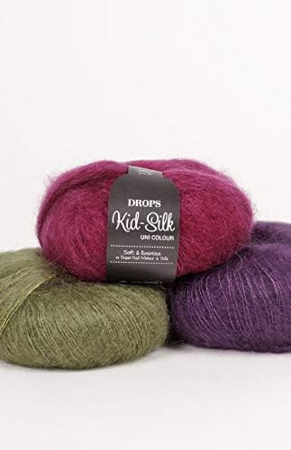 Mohair and Silk Yarn Drops Kid-Silk, 0 or Lace, 2 Ply, 0.9 oz 230 Yards per Ball (17 Dark Rose)