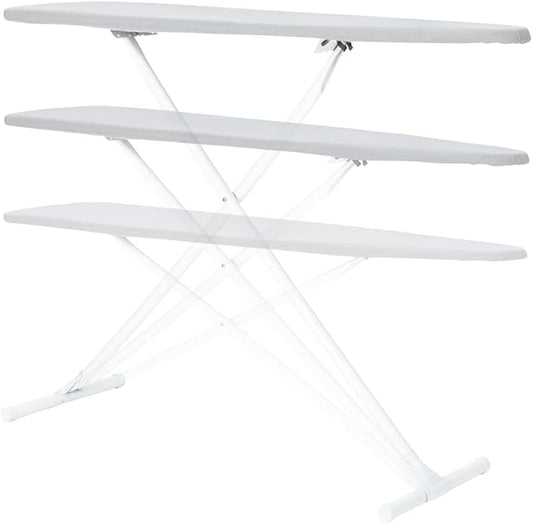 Full Size Ironing Board with Cover & Pad – Made in USA by Seymour Home Products Adjustable Steel T-Legs, 35" High Perforated Top for Steam Durable Iron Board for Home, Laundry Room (Space Grey)