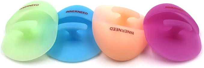 Super Soft Silicone Face Cleanser and Massager Brush Manual Facial Brush | INNERNEED Short Bristles Exfoliating Cleansing Handheld Mat Scrubber for Sensitive, Delicate, Dry Skin (Pack of 4)