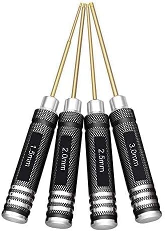 4pcs 1.5mm 2.0mm 2.5mm 3.0mm Hex Screw Driver Set Titanium Hexagon Screwdriver Wrench Tool Kit for Multi-Axis FPV Racing Drone RC Quadcopter Helicopter Car Models