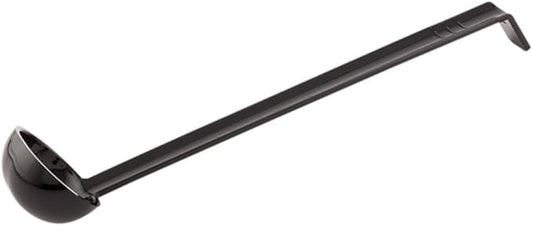 Restaurantware 1 Ounce Serving Ladle 1 Hook Handle Portion Ladle - Dishwasher-Safe Reusable Black Plastic Gravy Ladle For Stirring Pouring And Serving