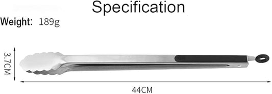 BBQ Tongs for Grilling, 17" Long Kitchen Cooking Stainless Steel Heavy Duty Locking Grill Tongs with Soft Grip Silicone Handle