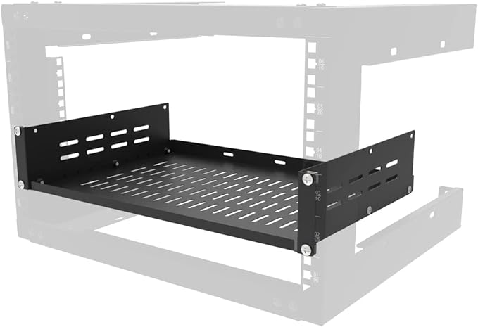 2U 19" Universal Vented Rack Mount Cantilever Server Shelf | 12 Inch Deep-Disassembled Black (2U12InD)