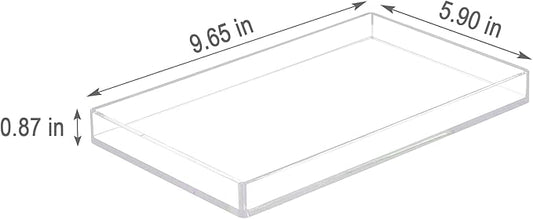 Bigfety Acrylic Bathroom Tray for Counter, Handmade Clear Trays Sturdy Organizer for Cup, Sponge, Soap, Plant (Medium, Clear)