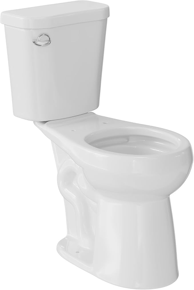Two Piece Toilet, 19" Round ADA Comfort Height with Upgraded Flushing, Single Handle (Side Mounted), Tank & Bowl Only (Seat Not Included), White, 12" Rough-in