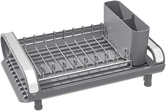 Better Houseware in Sink Dish Drying Rack, Dish Drying Rack in Sink with Non-Slip Handles, Stainless Steel Space-Saving Design, Dish Rack Holds 8 Plates, 12.25 x 18 x 10.75 Inch, Gray