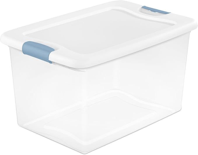 Sterilite Latching Box with Lids for Home and Office, 64 Quart, 8-Pack | Heavy-Duty and Stackable Plastic Containers with Latches for Closet, Cabinet, Bedroom, Bathroom and Dorm Room Organization