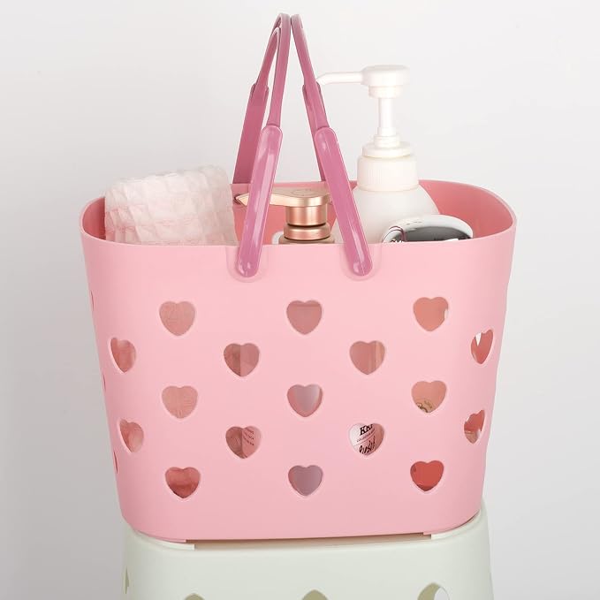Anyoifax Portable Shower Caddy Tote Plastic Storage Basket with Handle Box Organizer Bin for Bathroom, College Dorm, Pantry, Kitchen, 2 Pack, Pink | Bathroom Caddy Storage Tote Cleaning Supply Caddy for College Dorm, Kitchen, Pantry, Garage