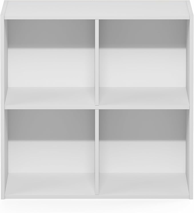 Furinno Reed 4-Cube Closet Organizers and Storage, White | Closet Storage, Closet Organizer for Bedroom, Study Room, Hallway