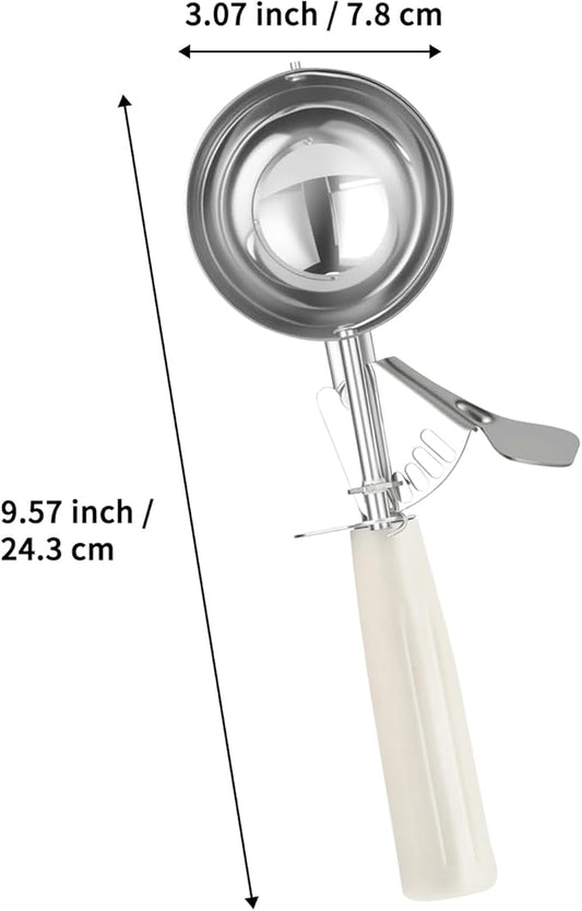 Portion Scoop - Disher, Cookie Scoop, Food Scoop - Portion Control - 18/8 Stainless Steel, White Handle (#6 / 5oz)
