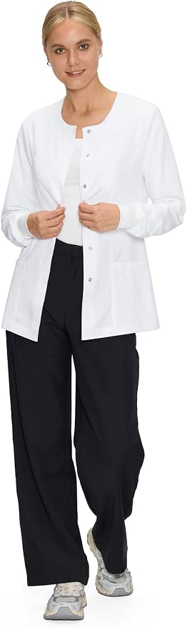 COZYFIT Scrub Jackets for Woman, Snap Front Nurse Jacket | 3 Pockets, Soft Fabric Layer, Easy Shift Layer, Easy Care, For Nurses, Clinics, Daily Medical Uniforms, Shift Wear