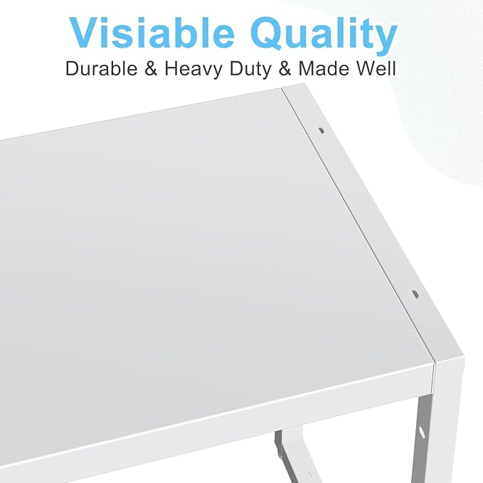 2 Pack Expandable Kitchen Storage Shelves,110LBS Heavy Duty Metal Shelving Unit and Storage for Pot Pans,Adjustable Stackble Small Storage Shelf Organizer for Kitchen Under Cabinet Pantry Garage,White