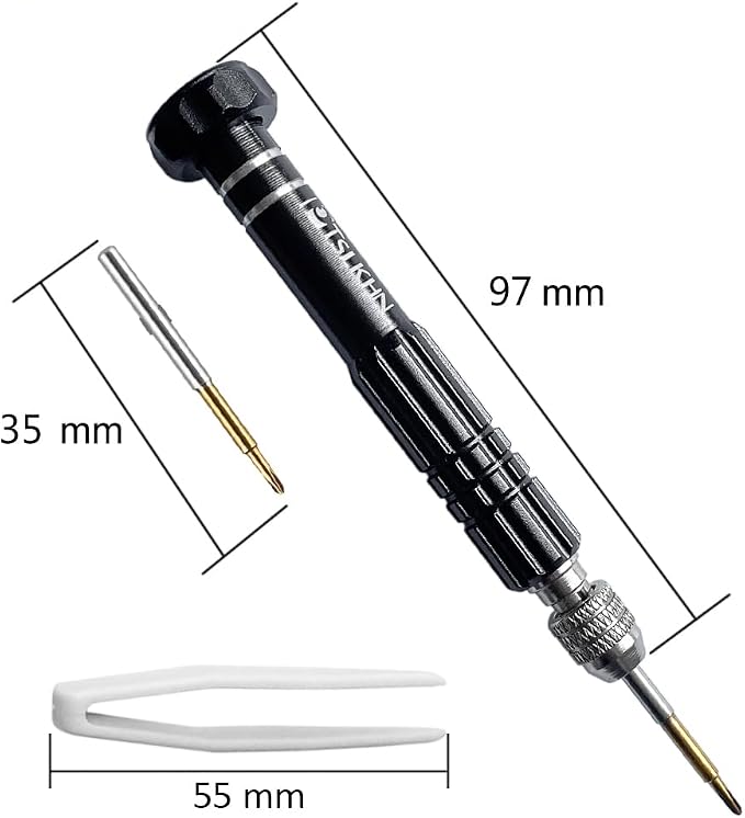 PTSLKHN Eye Glass Repairing Kit, S2 Steel Screwdriver with 15 Types of Screws, Precision Eyeglass Repair Tool Set (Black2in1-screws)
