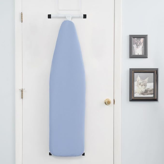 Full Size Ironing Board with Cover & Pad β USA-Made with Enhanced Grip Feet for Extra Stability β Adjustable Steel T-Legs 35" H β Perforated Top β Durable Iron Board for Home Laundry Room Light Blue