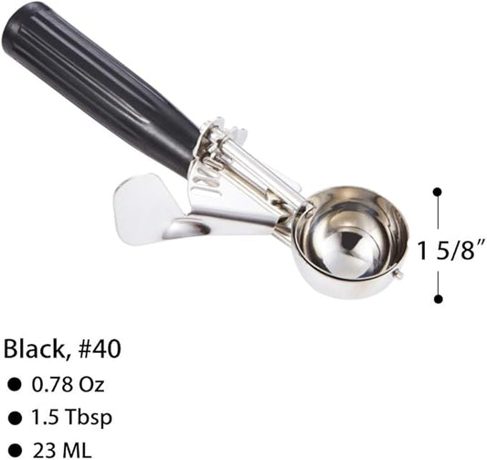 Cookie Scoop - #40 (0.78 oz) - Disher, Portion Scoop, Food Scoop - Portion Control - 18/8 Stainless Steel, Black Handle