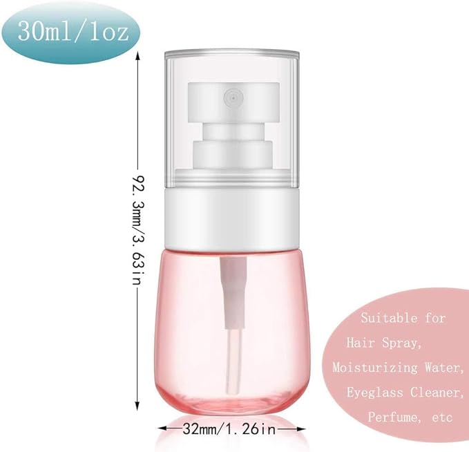 Spray Water Bottle Hair Mister Fine Mist Stylist Sprayers 360 Empty Small Misting Spritzer erfume Atomizer with Pump Clear Containers (4PCS/1oz)