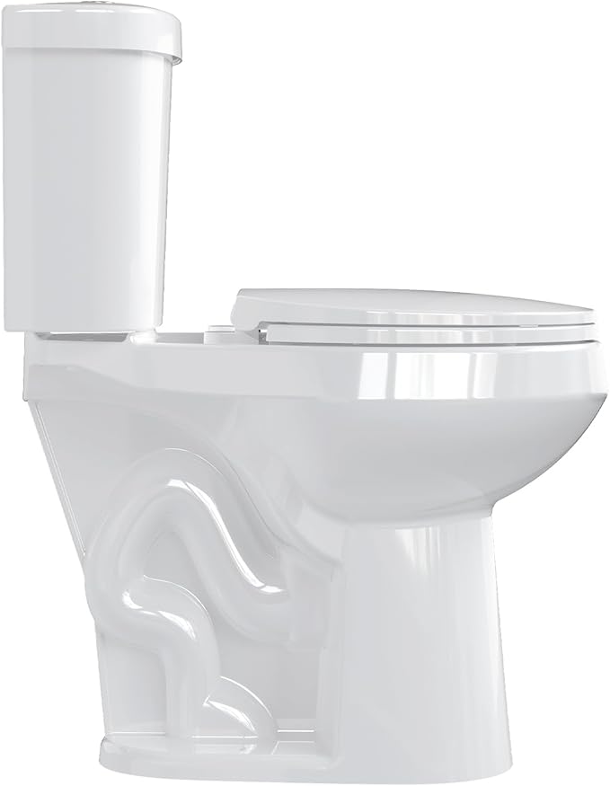 Two-Piece Toilet, 21" Comfort Height Elongated Bowl with 1.1/1.6 GPF Dual Flush, ADA Compliant, 12" Rough-In, Senior-Friendly Bathroom Solution in White