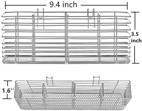 Slideep Cutlery Utensil Silverware Drying Rack, Flatware Storage Solution Basket with Hooks for Kitchen Dish Drainer Dish Drying Rack, RustProof 304 Stainless Steel