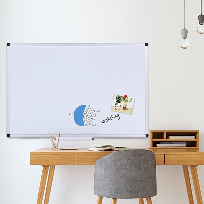 VIZ-PRO Magnetic Whiteboard, 40 x 30 Inches, Dry Erase Board for Wall | Includes 1 Eraser, 2 Markers & 4 Magnets, Aluminum Frame, for School Office and Home