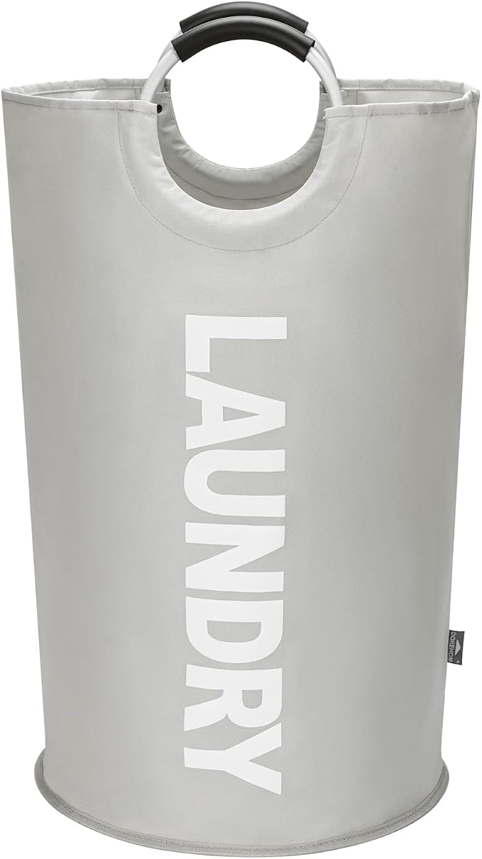DOKEHOM 125L X-Large Collapsible Washing Laundry Basket Bag (7 Colors) for Bedroom, Fabric (Grey, XL)