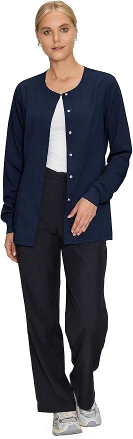 COZYFIT Scrub Jackets for Woman, Snap Front Nurse Jacket | 3 Pockets, Soft Fabric Layer, Easy Shift Layer, Easy Care, For Nurses, Clinics, Daily Medical Uniforms, Shift Wear