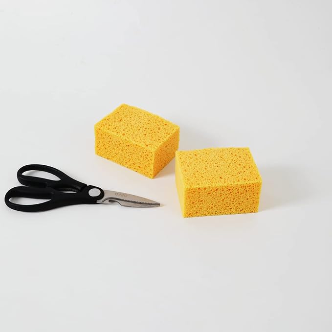 Natural Kitchen Sponges, 2" Thick Heavy Duty Scrub Sponge, 2 Pack | Durable & absorbent,extra large,non-scratching surfaces,ideal for dishes, cookware, pots, pans and bathroom