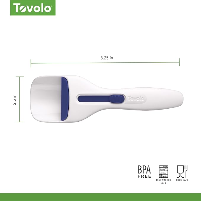 Tovolo Cupcake Scoop Batter Dispenser for Cupcakes Muffins Pancakes & Cookie Dough, Easy to Clean Batter Scoop Slide Dispenses Quicker for Even Size Baked Goods Kitchen Gadget, Deep Indigo