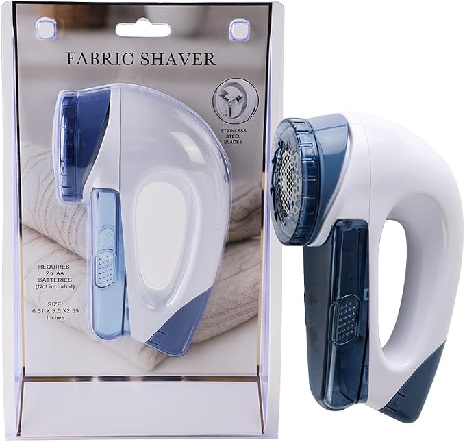 Fabric Shaver & Lint Remover for Clothes and Furniture, Electric Fuzz Remover for Sweaters, Couch, Upholstery and Blankets, Rechargeable Defuzzer Removes Pilling and Lint (White+Blue)