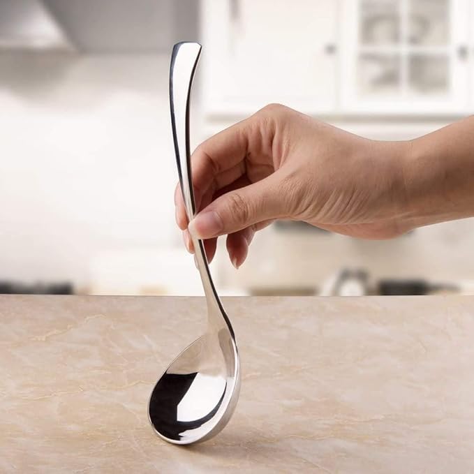 IMEEA 7.6-Inch Small Serving Ladle, 18/10 Stainless Steel Gravy Spoon for Sauce & Dressing, 2-Piece