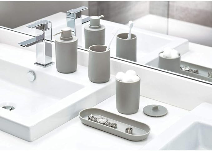 iDesign Cade Bowl Brush and Holder, Toilet Cleaning Set for Bathroom, Matte Gray 2 Each