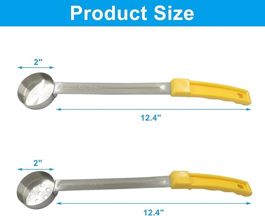 Hordion 4 Pcs Portion Control Serving Spoons Ladle Scoops, Food Measuring Ladle Utensils Proportion Manage Slotted and Unslotted Scoops for Weight Loss(Yellow, 1oz)