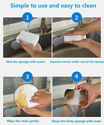 Melamine Sponge,100 Pack Magic Sponges Eraser Foam Cleaning Pads,Multi-Functional Household Cleaning Kitchen Dish Sponge for Furniture,Bathroom,Bathtub, Sink,Floor, Baseboard, Wall Cleaner | All Purpose Cleaner,Just add Water,for Kitchen,Bathroom,Wall,...