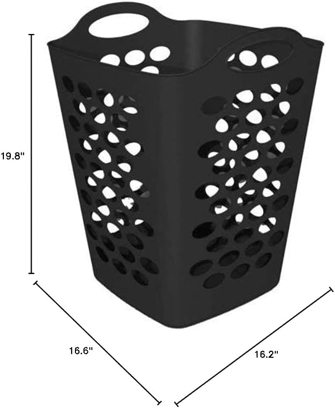 Starplast Tall Flex Laundry Basket (16.6"L x 16.2"W x 19.8"H, Black)