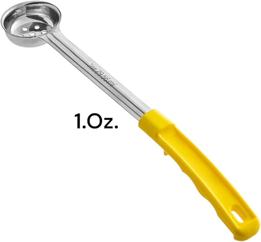 Portion Control Ladles Serving Spoons Perforated, Measuring Serving Utensils, for Restaurants, Busy Kitchens, Bariatric Surgery, Weight Loss, 1oz 2oz 3oz 4oz Color Handles Spoodle - Set of 4