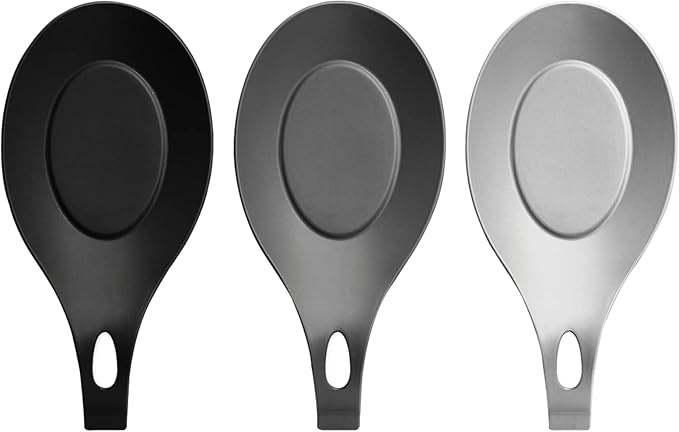 3 PCS Spoon Rest for Stove Top, Heat Resistant Flexible Silicone Kitchen Utensil Rest Ladle Spoon Holder for Stove Top – for Cooking Spatula, Ladle, Brush(Black, Dark Grey, Light Grey)