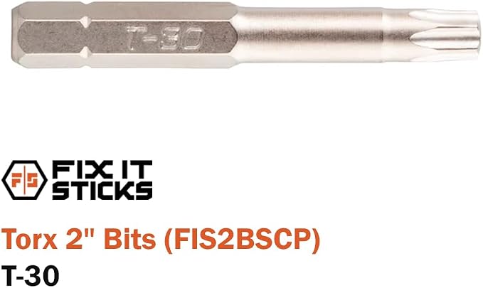 Fix It Sticks 2-Inch 6Pcs Gunsmith Bit Set Compatible with 1/4" Drivers | Multi-Purpose Durable Nickel Finished Screwdriver Pack, Holder Included, Torx, FIS2BSCP