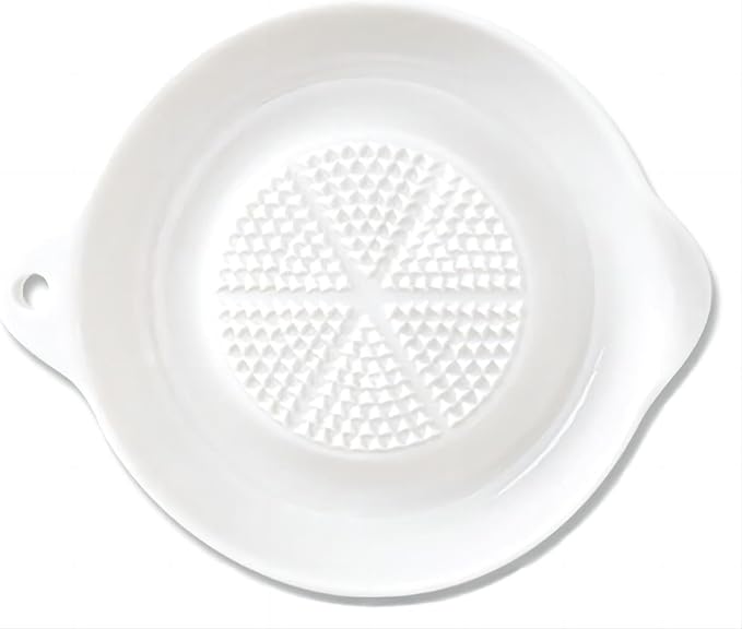 1 Pack Advanced Ceramic Grater Plate for Ginger, Garlic, Onion, Cheese, Lemon, Chocolate, Vegetables and Fruits in Kitchen, White, 6 Inches