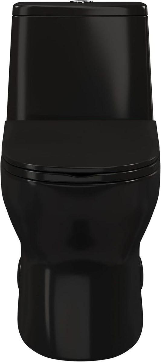 Ivy One Piece Toilet Dual Vortex Flush in Glossy Black 1.1/1.6 gpf