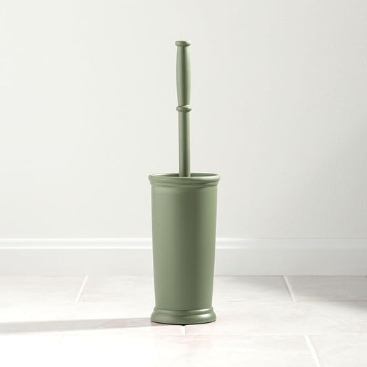mDesign Toilet Bowl Brush and Holder - Covered Bathroom Toilet Brush - Standing Toilet Bowl Scrubber in Modern Holder - Space Saving, Deep Cleaning Brush for Toilet - Hyde Collection - Olive Green