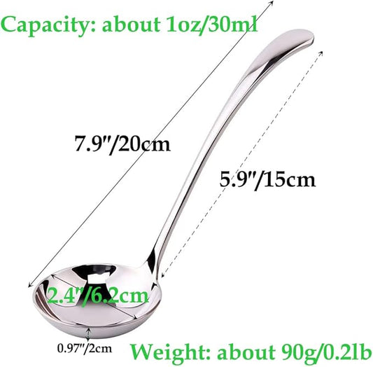 Small Ladle, Gravy Ladle, 7.9 Inch Sauce Ladles, 18/10 Stainless Steel Small Gravy Soup Spoon for Spooning Gravies or Sauces, Set of 2(Silver)