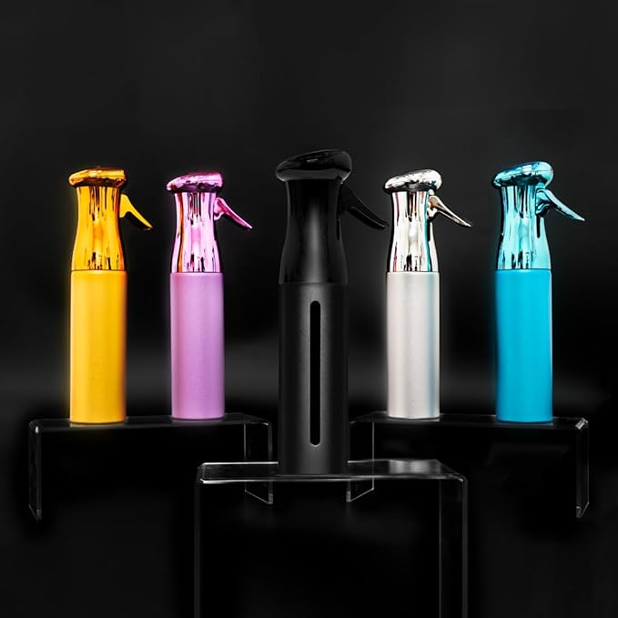 Colortrak Luminous Spray Bottle, 250ml/8.5oz Bottle with Full 360° Distribution, Easy-Use Pump, Quick View Window to Monitor Water Level, Eco-Friendly, Black