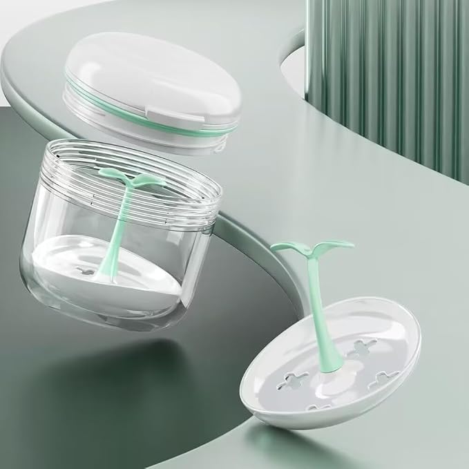Denture Bath Cup,Retainer Cleaner Case Box,Night Mouth Guard Case Holder,Storage Soak Container with Drain Tray for Travel Cleaning with Mirror and Brush