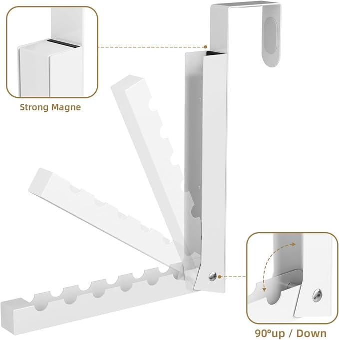2-Pack Over The Door Hanger Foldable Clothes Drying Rack, Collapsible Hanging Coat Rack for Laundry Room & Bedroom, Space-Saving Compact Foldable Portable Clothing Hanger Hook, White