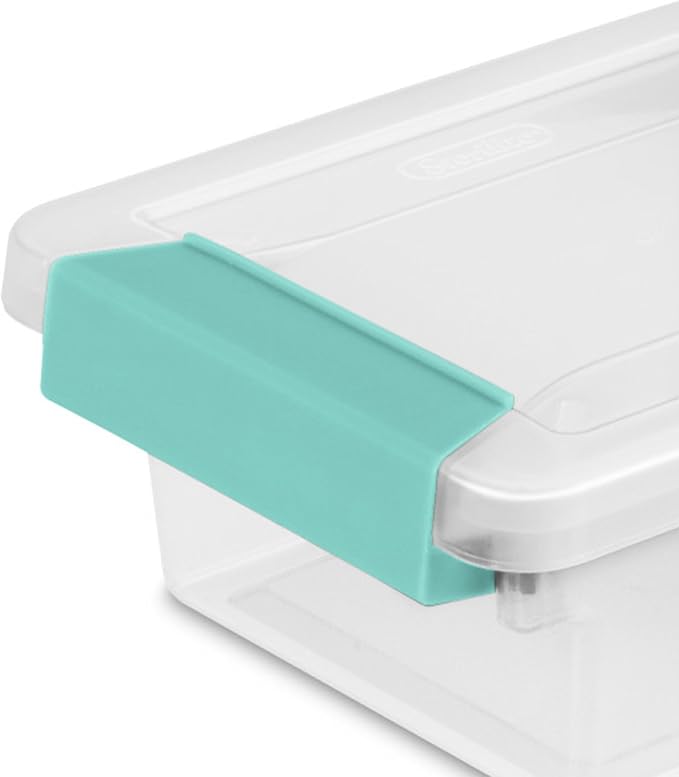 Sterilite Mini Clip Box, Stackable Small Storage Bin with Latching Lid, Plastic Container to Organize Office, Crafts, Clear Base and Lid, (Pack of 6) | Storage Containers with Latching Lids for Writing, Arts or Crafts Supplies - Home, Office, Classroom...